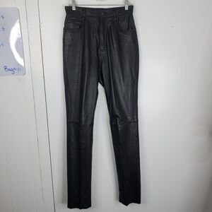 Maxima Wilsons Leather Pants Straight Leg Biker Motorcycle Satin Lined Womens 10